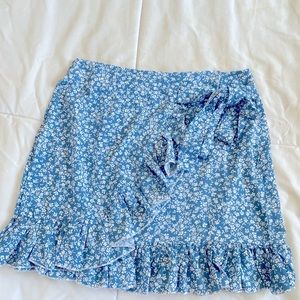 SHEIN floral blue skirt